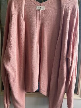 Lou & Grey Dusty Pink Open-Front Knit Cardigan  M L see measurements